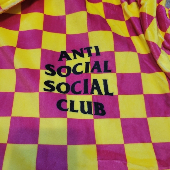 Anti Social Social Club Pajama Set Size Medium Velour Pants Shirt And Bag - Picture 3 of 8